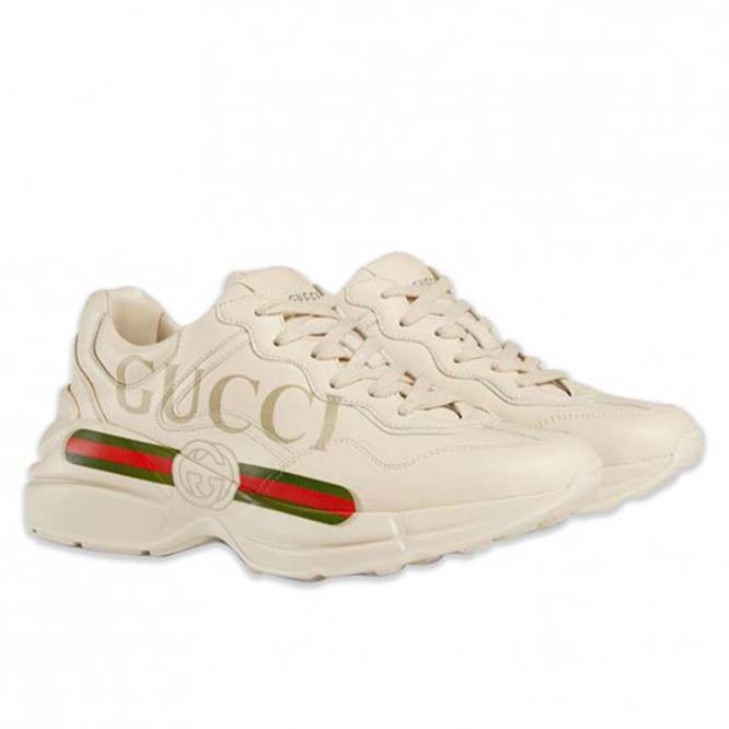 GUCCI WOMEN'S RHYTON GUCCI LOGO LEATHER SNEAKER 528892 